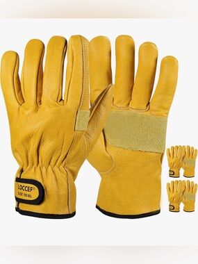 Yellow Leather Work Gloves for Men - Durable Protective Gloves